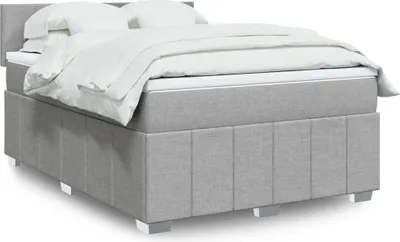 Produktbild von Boxspringbett mit Matratze Hellgrau 140x190 cm Stoff, Klassische Betten 2024 Neu DesignMöbel