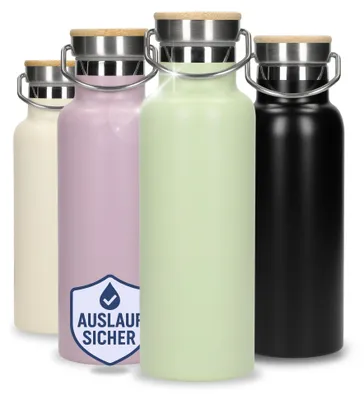 Produktbild von Edelstahl Trinkflasche 500 ml - doppelwandige Isolierflasche ist auslaufsicher & hält Getränke stundenlang kühl - grün