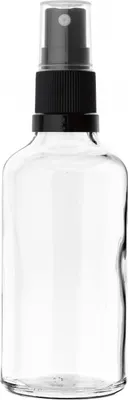 Produktbild von 30 ml farblose Glasflasche mit schwarzem Zerstäuber, Gewinde 18/415