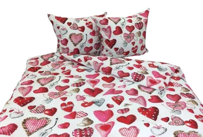 Zdjęcie produktu dla Pościel, pościel z tkaniny typu waffle piqué, nie wymagająca prasowania, 100% bawełna, 160x200, 2577 serc