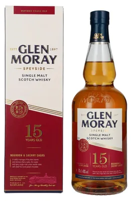 Produktbild von Glen Moray 15 Years + Box 700ml 40% Vol.