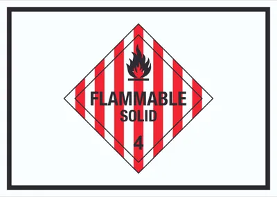 Produktbild von Schild Entzündbare feste Stoffe Symbol Flammable Solid A5 Rückseite selbstklebend