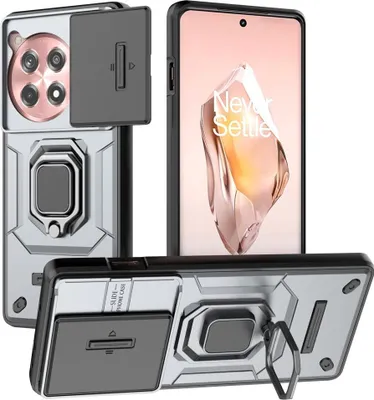 Produktbild von OnePlus 12R Hülle - Coverup Ring Ständer Back Cover mit Kamera Schutz - Grau