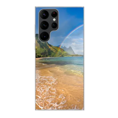 Produktbild von MuchoWow® Handyhülle Schutzhülle Hülle für Samsung Galaxy S22 Ultra Ein schöner Regenbogen am Tunnels Beach in Hawaii Silikon Softcase Handy Hülle - Abbildung