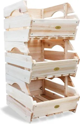 Immagine prodotto di Fruitrek cassa universale impilabile in legno massiccio set di 3 - cassa di stoccaggio - impilabile