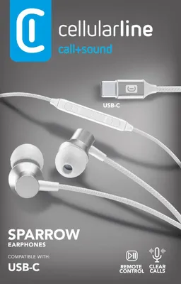 Produktbild von Cellularline SPARROW, Kabelgebunden, Anrufe/Musik, 54 g, Kopfhörer, Weiß