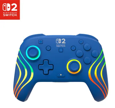 Produktbild von Turtle Beach Afterglow Wave Blau Kabelloser RGB-Gaming-Controller offiziell lizenziert für Nintendo Switch 2, Gamepad, Nintendo Switch, Nintendo Switch 2, Nintendo Switch Lite, Nintendo Switch OLED, Schaltfläche Zurück, D-Pad, Mehrfarbig, Kabellos, Bluetooth/USB