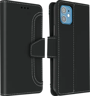 Image de Avizar, étui portefeuille pour Apple iPhone 12 Mini, noir