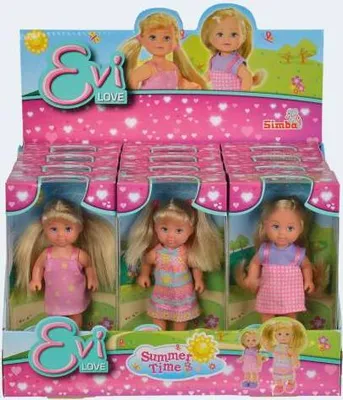 Produktbild von Simba 105737988 - Evi Love Summertime, 3-Fach Sortiert, es Wird nur EIN Artikel geliefert, Spielpuppe im Sommeroutfit, 12cm, Minipuppe, Spielpuppe, Steffi Love, ab 3 Jahren
