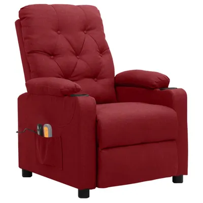 Image de vidaXL Fauteuil de massage électrique vin rouge tissu
