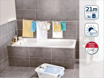 Immagine prodotto di Stendibiancheria da parete Leifheit Rollfix 210 Longline, lunghezza di asciugatura 21 m, 5 fili da 4,20 m ciascuno, interno/esterno, bianco