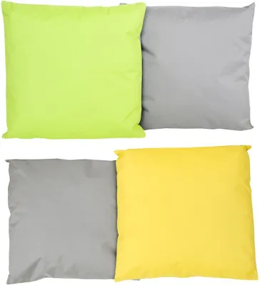 Produktbild von 4x JACK 2-farbiges Wende Outdoor Lounge Kissen 45x45cm Dekokissen inkl. Füllung Wasserfest Sitzkissen Garten Stuhl Lotus Effekt, Farbe:2x Grau-Grün + 2x Grau-Gelb
