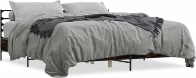 Produktbild von Möbel Bettgestell Räuchereiche 180x200 cm Holzwerkstoff und Metall - Klassische Betten 3280059