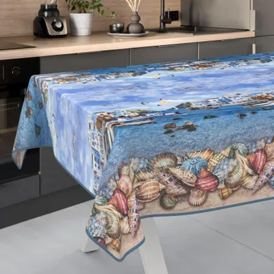 Produktbild von ANRO Wachstuch-Tischdecke 260x140cm mit Saum (Eingefasst) Fischerufer