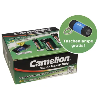 Produktbild von Camelion FPG-GB40, Einwegbatterie, Zinkchlorid, 1,5 V, 40 Stück(e), Mehrfarbig, Box
