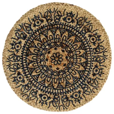Image de vidaXL Sets de table 4 pcs. Bleu foncé 38 cm Rond Jute