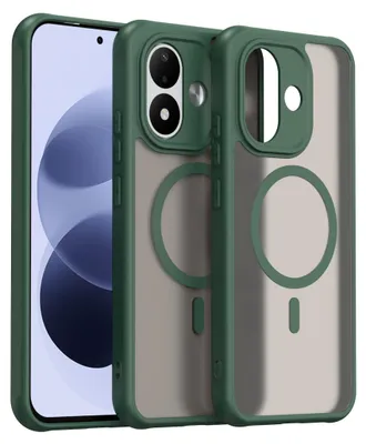Image de Coque de protection MagSafe pour Xiaomi Redmi Note 17 4G 5G, en silicone, avec protection pour l'appareil photo, finition mate, couleur verte