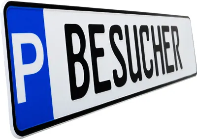 Produktbild von 1 Stück BESUCHER P- Kennzeichen Privatkennzeichen Parkplatzschild Nummernschild Besucher schwarz Parkplatzmarkierung