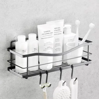 Obrázok produktu pre Organizér do kúpeľne – samolepiaci – 1 ks – čierny