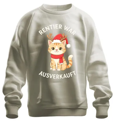 Immagine prodotto di Felpa unisex con motivo natalizio: renna, gatto, divertente, regalo, carino, esaurita, colore naturale, taglia M