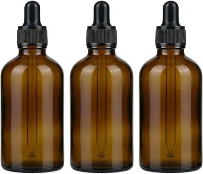 Obrázek produktu pro Skleněné lahvičky hnědé barvy, 3 kusy po 100 ml, s kapátkem, vhodné pro esenciální oleje