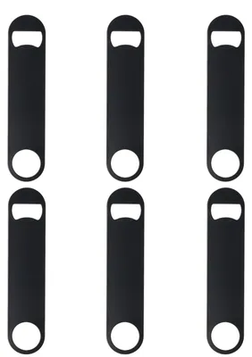 6er-Set flache Flaschenöffner aus Edelstahl, schwarz