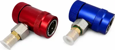 Immagine prodotto di Set attacco rapido 90° alta pressione con rubinetto gas, attacco rapido AC R1234YF regolabile raccordi di ricarica CA collegare l'adattatore, kit di conversione aria condizionata per auto HVAC, Gebo Tools