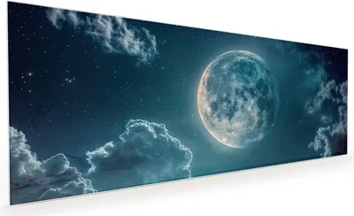 Produktbild von Küchenrückwand Spritzschutz Glas mit Motiv Mond über Wolken 40 x 40 cm