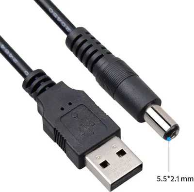 Produktbild von USB Stromkabel Kabel auf DC Hohlstecker Stecker 5.5 x 2.1mm Ladekabel 0.8M