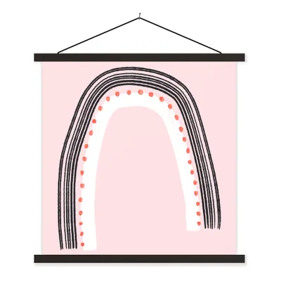 Produktbild von MuchoWow® Textilposter Regenbogen - Minimalismus - Rosa 120x120 cm mit schwarzem Rahmen - Aufhängungsset