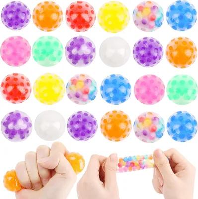 Immagine prodotto di Palline antistress - Set da 24 - Mini palline giocattolo antistress - Palline morbide con perline d'acqua - Palline antistress