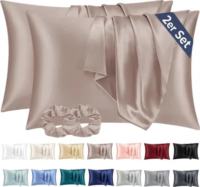 Produktbild von Vielit Satin Kissenbezug 40x60 Braun Weich Seide Haar Haut 2er-Set Rose Taupe