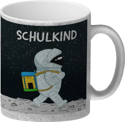 Produktbild von Schulkind Astronaut Glitzer-Kaffeebecher für die Einschulung