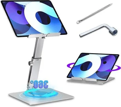 Produktbild von Verstellbarer Tablet-Halter aus Aluminium, 4-13 Zoll, silber, tragbar