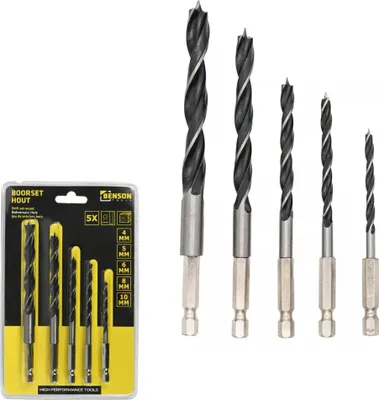 Produktbild von Holzbohrer Spiralbohrer Bohrersatz Bit Bohrer Holz Sechskant Bits 5 Teilig