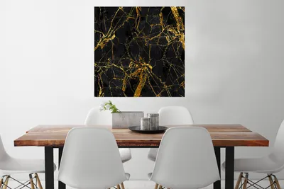 Produktbild von MuchoWow® Poster Marmor - Gold - Schwarz - Muster 75x75 cm - Wand Dekoration