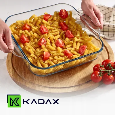 Produktbild von kadax robuste Kasten-Kuchenform aus transparentem Glas mit dickem Boden für Elektro- und Gasherde