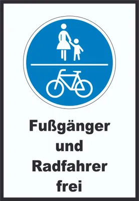Produktbild von Fußgänger und Radfahrer frei Schild A2 (420x594mm)
