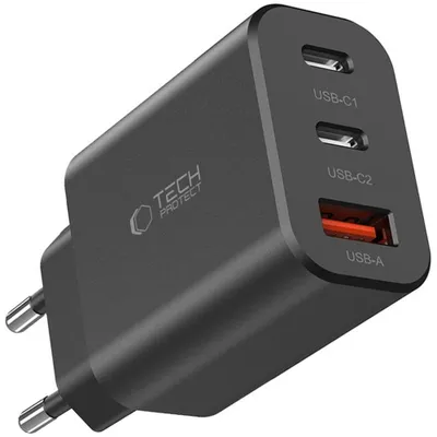 Productafbeelding van Tech-Protect NC30W netadapter met 3 poorten, 30W PD/QC3.0, zwart