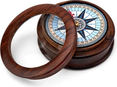 Produktbild von Maritim 8,5cm Kompass aus Naturholz mit Glas im Deckel 3,5cm hoch Taschenkompass