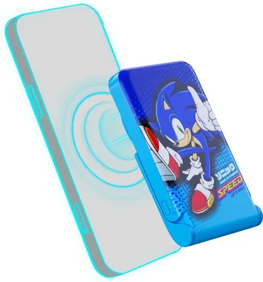 Produktbild von Magnetische Powerbank OTL 5000 mAh, USB-C 15W, Sonic The Hedgehoh mit Ständer (blau)
