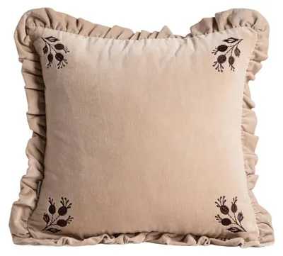 Zdjęcie produktu dla HOMLA Poszewka CORIEL bawełniana z haftem i falbanką ecru 45x45 cm