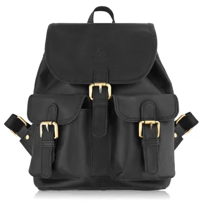 Produktbild von Damen Vintage schwarz Leder Rucksack Palo Peruzzi T-16-BL