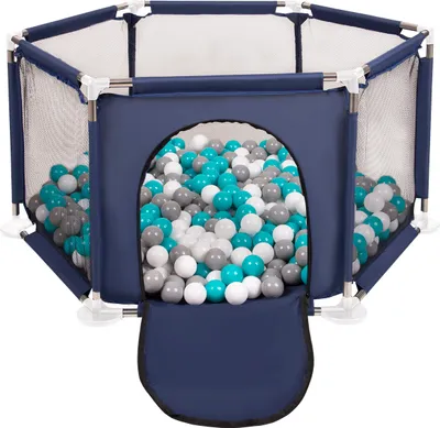 Produktbild von Selonis Sechseckiger Laufstall 400 Bälle ∅6cm Spielplatz Mit Bunten Bällen Laufgitter Für Babys Und Kinder