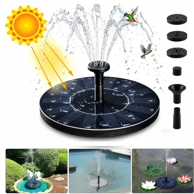 Produktbild von 1.4w Solar Springbrunnen,DIY Gartenbrunnen Wasserpumpe mit 6 Düsen,200L/H Wasserdurchfluss,Anti-Blockier-Technologie,Wasserspiel Fontäne,Solar Pumpe