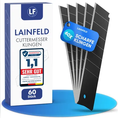 Produktbild von 60 Cuttermesser Klingen 18 mm, Ersatzklingen für Teppichmesser, schwarz