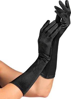Produktbild von Schwarze elastische Satin-Retro-Handschuhe, 40 cm