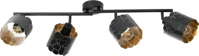 Produktbild von Lindby Deckenleuchte Aralena, schwarz/gold, 4-flg.,Länge97cm