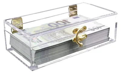 Produktbild von Transparente Acryl Geldkassette - Abschließbare Spardose für Bargeld und Münzen