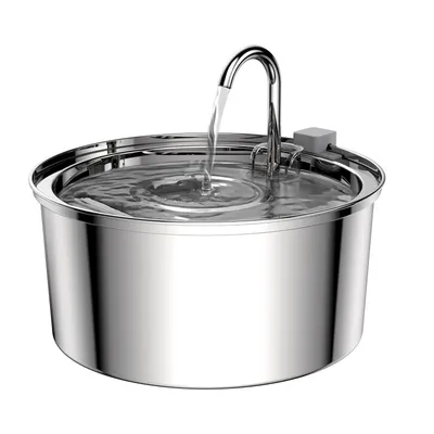 Produktbild von Automatischer Trinknapf für Katzen und kleine Hunde - 3,2L Trinkbrunnen aus Edelstahl mit Wasserfall-Design und Wasserhahn, spülmaschinenfest